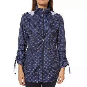 Jones NewYork Packable Rain Coat blue with white d
